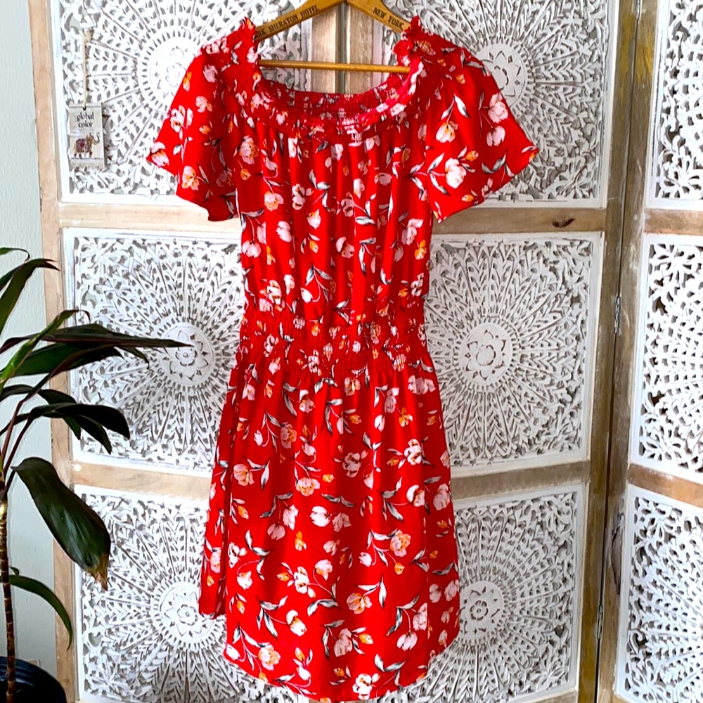 Heart Hips off shoulder  sun dress size Large